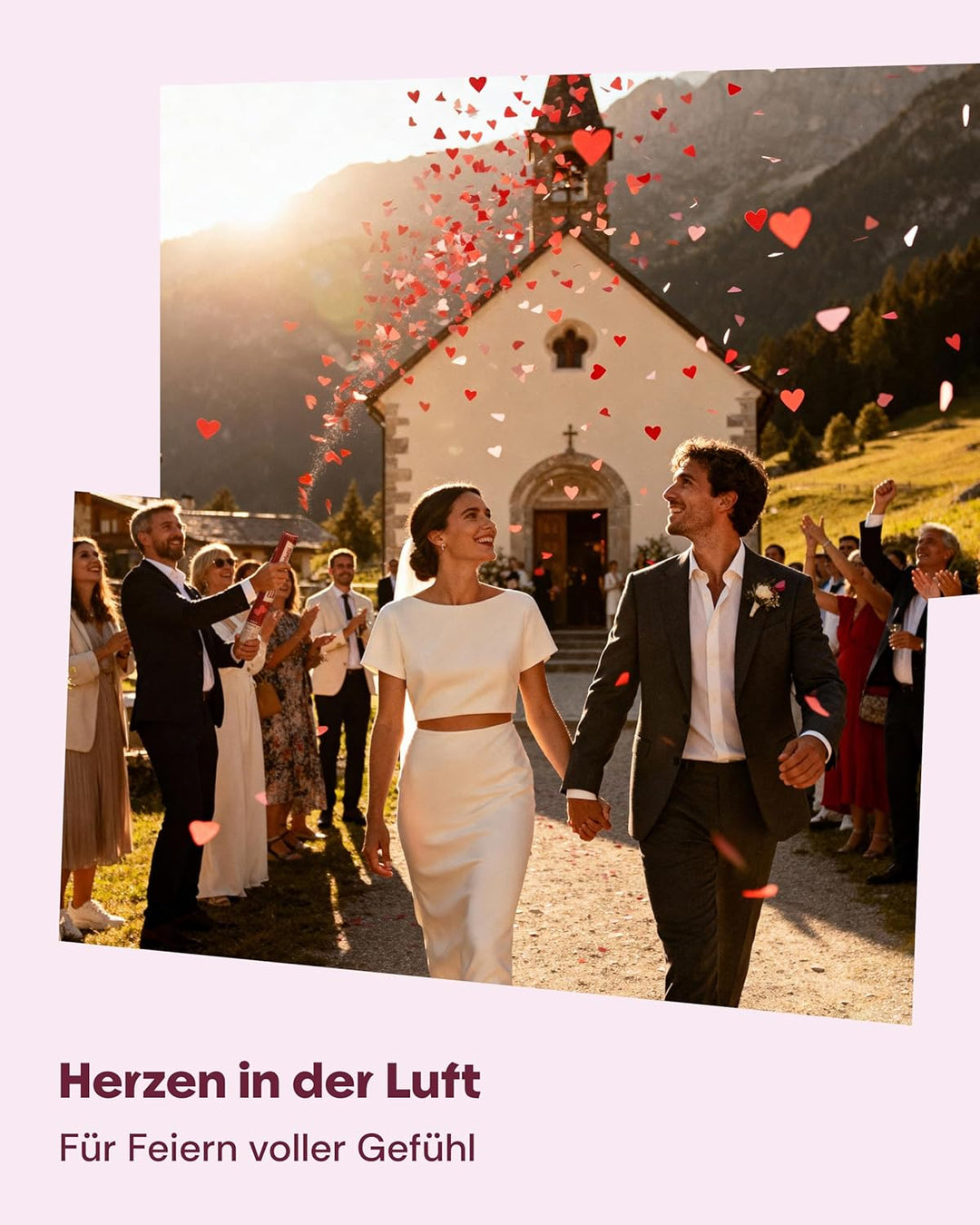 10 Konfettikanonen mit Herzen Rot - Biologisch abbaubares FSC® Konfetti - Einfach & Sicher zu Bedien