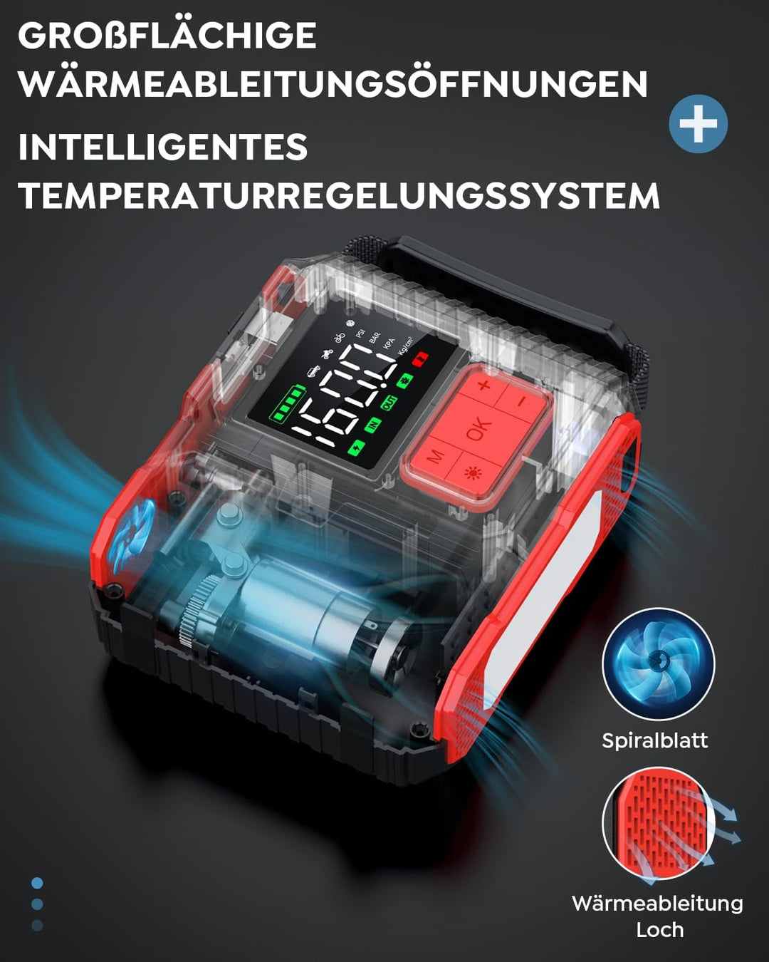 8000A &160PSI BRPOM Starthilfe Powerbank für Pkw mit Kompressor 26800mAh Auto Starthilfe Powerbank f