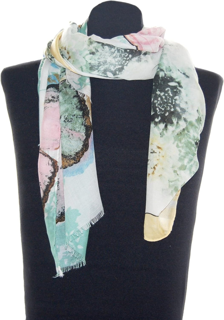 Striessnig Wien – Damen Schal Tuch, schickes Damentuch mit Schmetterlingen und Blumen, Farbenmix aus