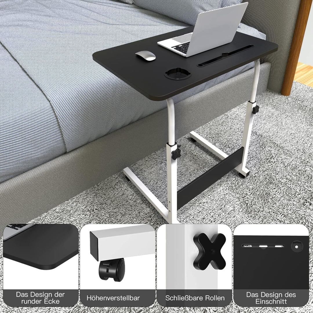 PIPIPOXER 60x40cm Laptoptisch höhenverstellbarer Schreibtisch Computertisch mobiler Laptop Schreibti