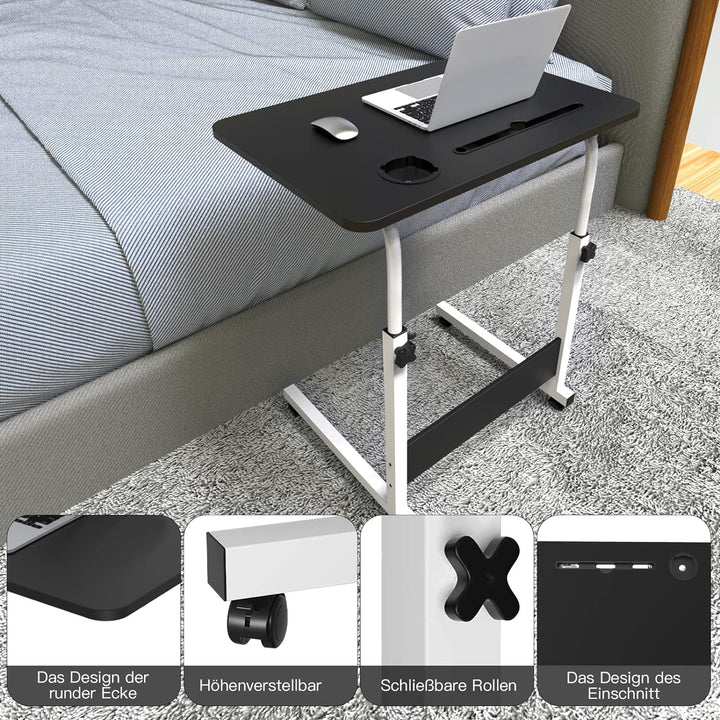 PIPIPOXER 60x40cm Laptoptisch höhenverstellbarer Schreibtisch Computertisch mobiler Laptop Schreibti