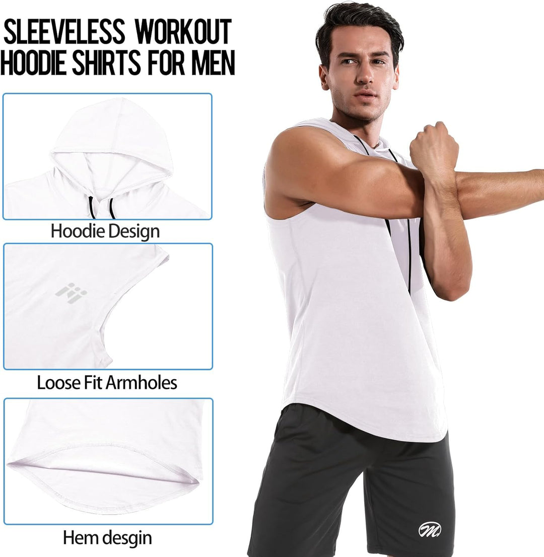MEETWEE Herren Tank Top, Sportshirt mit Kapuze Ärmelloses Muskelshirts Fitness Sleeveless Shirt Atmu