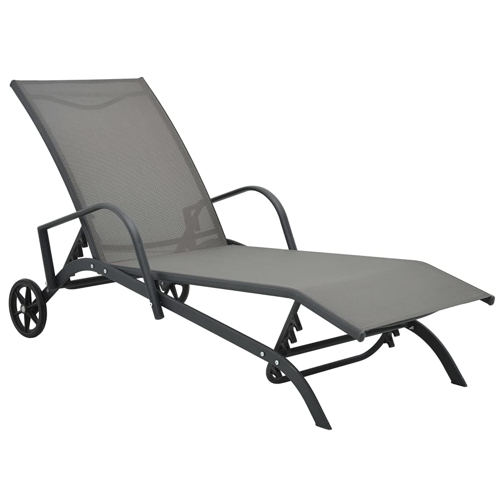 vidaXL Sonnenliege mit 2 Rädern Gartenliege Relaxliege Gartenmöbel Liege Liegestuhl Strandliege Frei