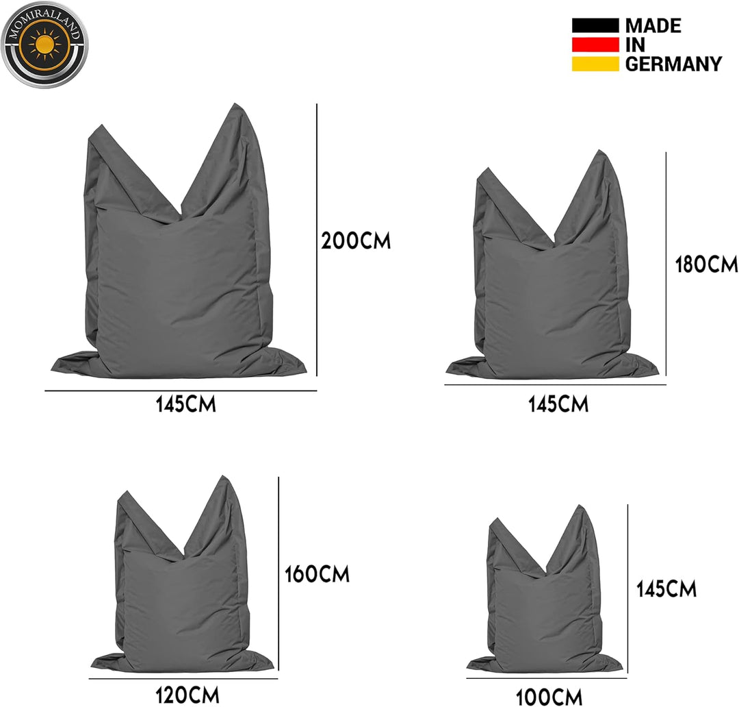 Momiralland Rechteckig Sitzsack - Indoor & Outdoor - 2 in 1 Funktion - für Relax- Momente – Riesen S