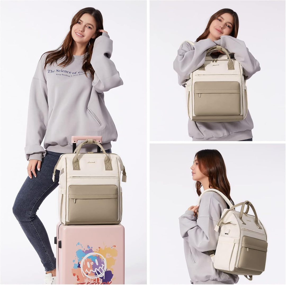 LOVEVOOK Rucksack Damen, 17 Zoll Laptop Arbeitstasche Schulrucksack mit USB Ladeanschluss, Wasserdic