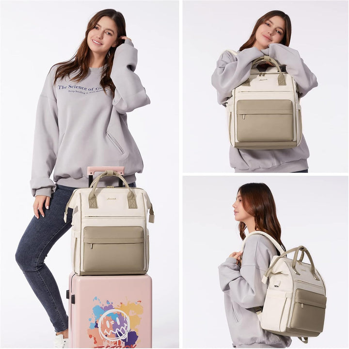 LOVEVOOK Rucksack Damen, 17 Zoll Laptop Arbeitstasche Schulrucksack mit USB Ladeanschluss, Wasserdic