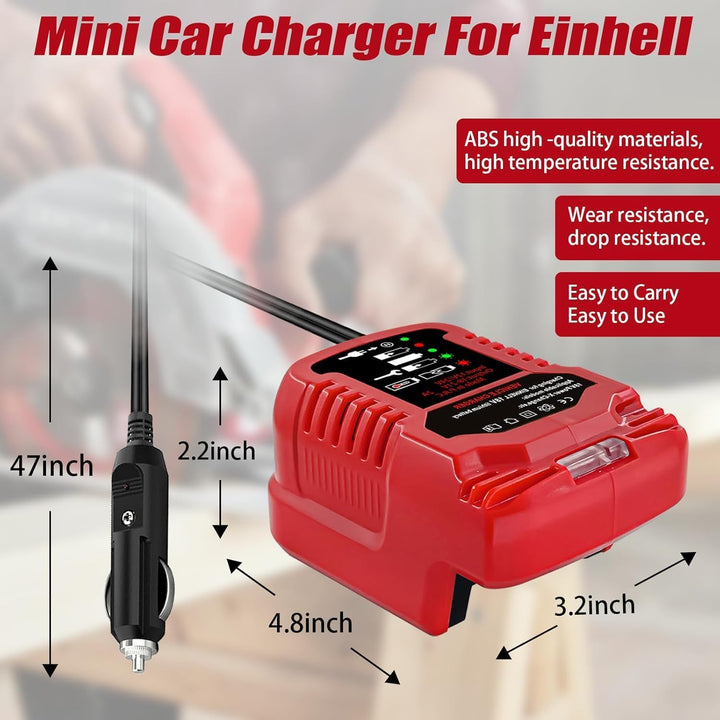 Auto Ladegerät für Einhell 18V Akku, Mini -Ladegerätersatz für Einhell 18 Volt PXC Batterie 4511396