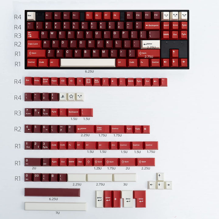 mintcaps Jamon Keycaps Set 173 Tasten Cherry Profile Doubleshot Custom Keyboard Red Keycaps ISO ANSI