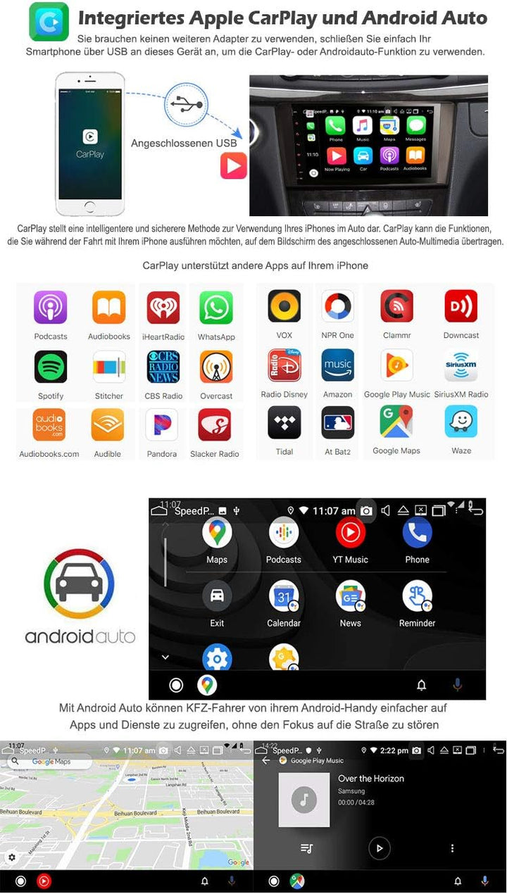 GONFEN 9 Zoll Android 11 Autoradio GPS Navi für Mercedes Benz ML Klasse W164 GL Class X164 Kabellose