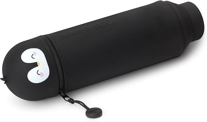 LEGAMI Set mit 7 radierbaren Gelstiften + Pinguin 2-in-1-Federmäppchen – mit thermoempfindlicher Lös