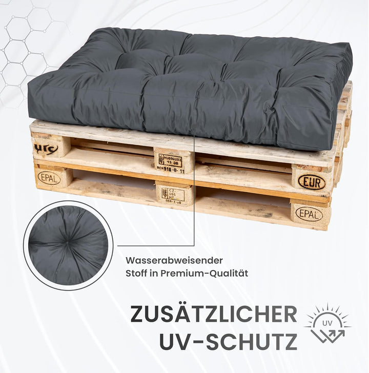 TexDeko® Garden halbes Palettenkissen 60x80x18cm Anthrazit | In- & Outdoor, wasserabweisend, UV-best