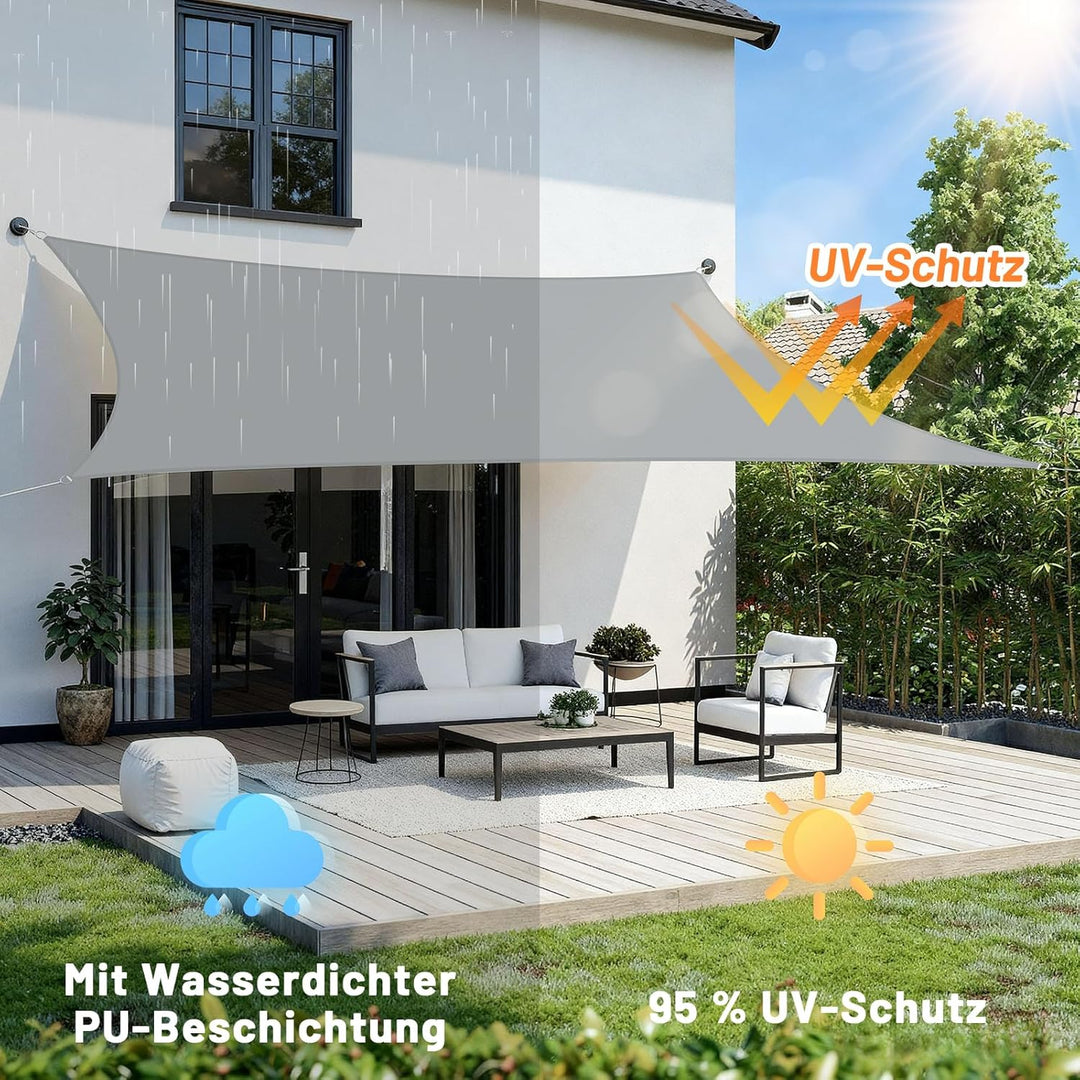 LOVE STORY Sonnensegel Wasserdicht 3x3m Quadrat PES Polyester Sonnenschutz Windschutz Balkon Terrass