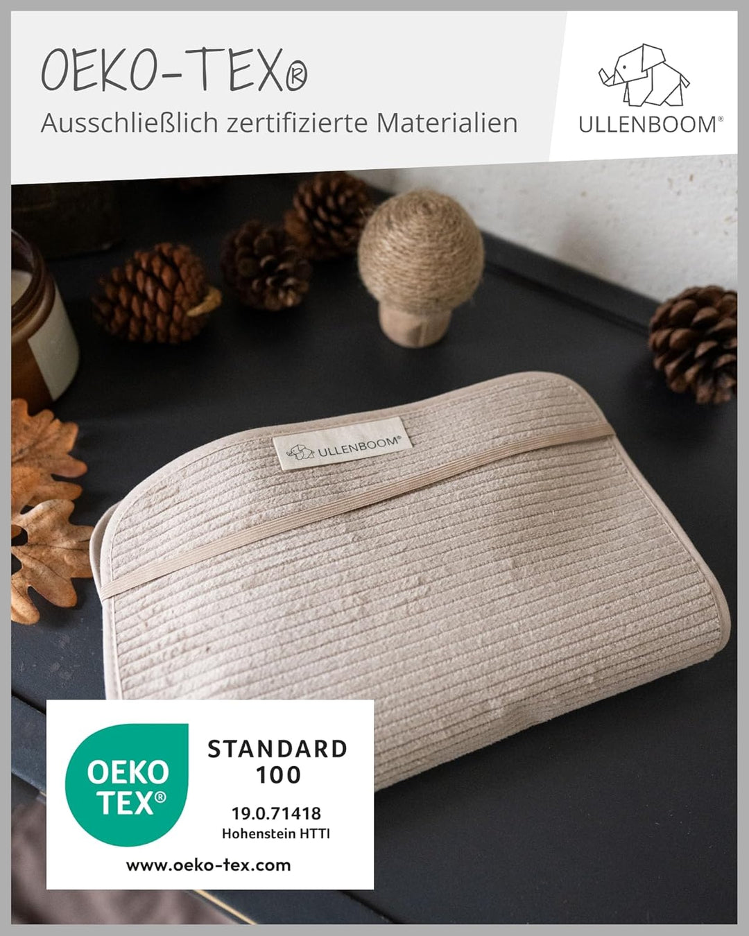 ULLENBOOM Windeltasche für unterwegs, Cord Sand, Made in EU - Wickeltasche für bis zu 3 Windeln, Feu