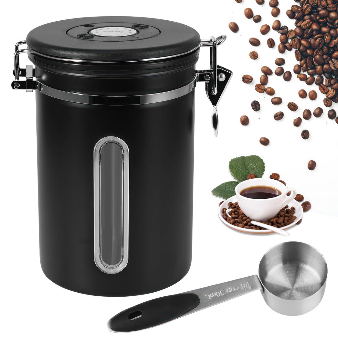 ZONJIE Kaffeedose luftdicht - 1,8L Edelstahl Kaffeebohnenbehälter Vakuum Kaffeebohnen Vorratsdose mi