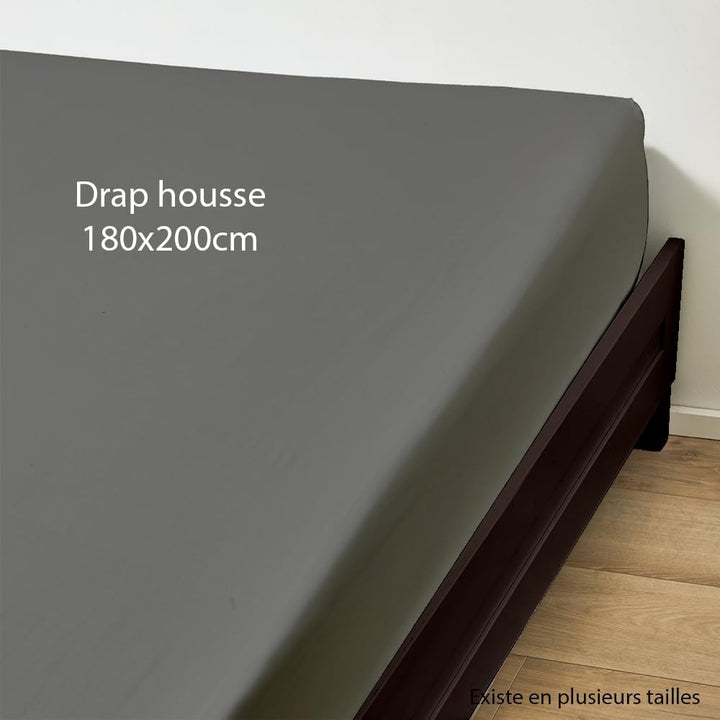 Duquennoy & Lepers - Spannbettlaken, 30 cm, Perkal, 80 Fäden/cm², einfarbig, 180 x 200 cm, Grau 180