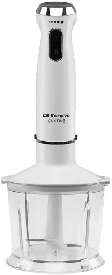 Orbegozo BT 2690 Stabmixer, Geschwindigkeitswähler, 2 Taster, Turbofunktion, Zubehör, Edelstahlarm,