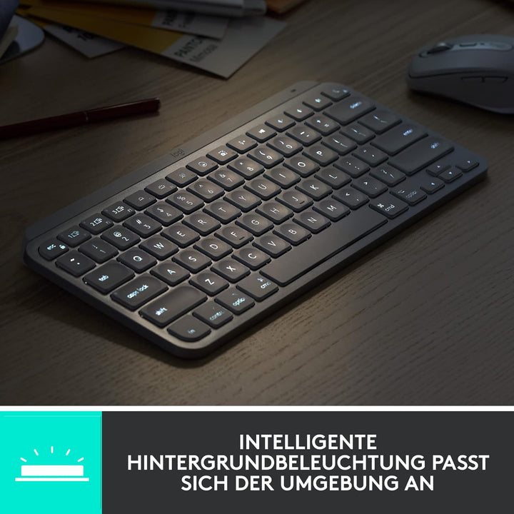Logitech MX Keys Mini Wireless Illuminated Keyboard for Business, Kompakt, Logi Bolt USB-Empfänger,
