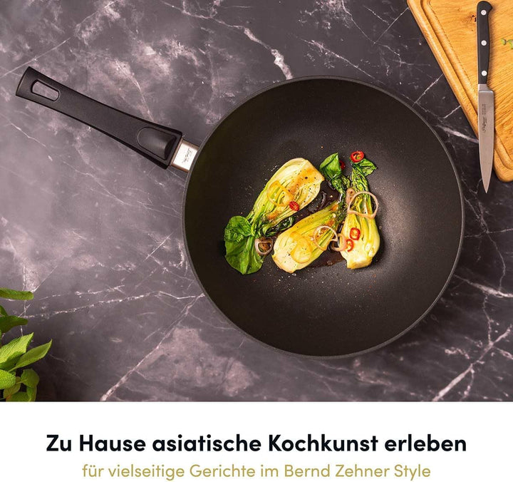 Hoffmann Wokpfanne by Bernd Zehner, Ø 30 cm, verzugsfreier Handguss, Keramikbeschichtung, Induktions