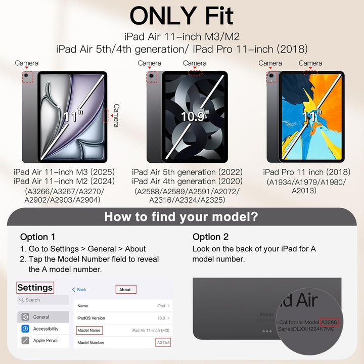 JETech Magnetisch Hülle für iPad Air 11 Zoll M2 (2024), iPad Air 5/4 (10,9-Zoll, Modell 2022/2020, 5