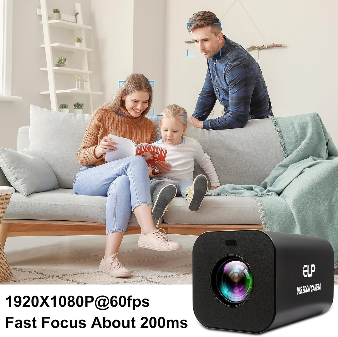ELP HDMI 12x Zoom USB-Kamera 4K Autofokus 60FPS High-Speed-Webcam USB HDMI Simultane Ausgabe PC-Kame