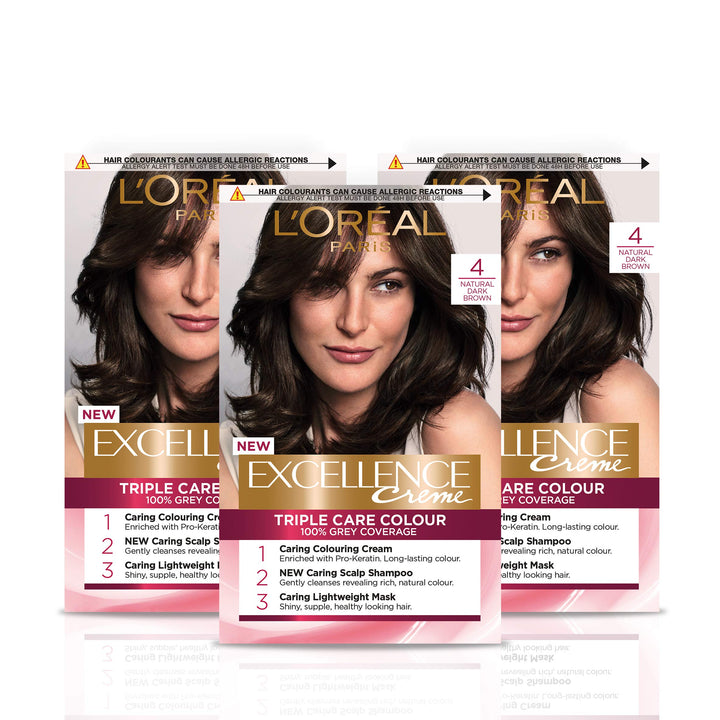 L 'Oreal Paris Excellence 4 Dark Brown 1 stück (3er Pack), 4 Dark Brown 1 stück (3er Pack)