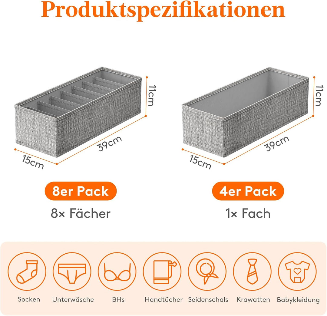 Lifewit 12er Set Hemnes Doppelorganizer für Kommode mit Stabiler Boden, Wickelkommode Organizer, Kle