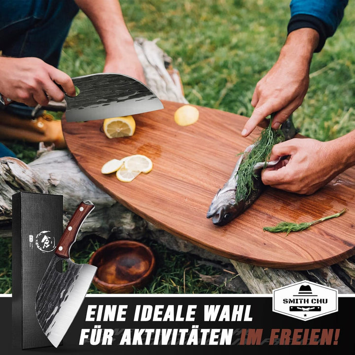 SMITH CHU Hackmesser Serbisches Metzgermesser Handgeschmiedetes Kochmesser Küchenmesser Fleischerbei