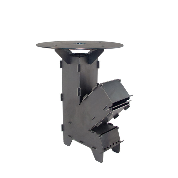 Fire World Raketenofen inkl. 5 mm Grillplatte Rocket Stove Stecksystem aus massivem 3 mm dickem Stah
