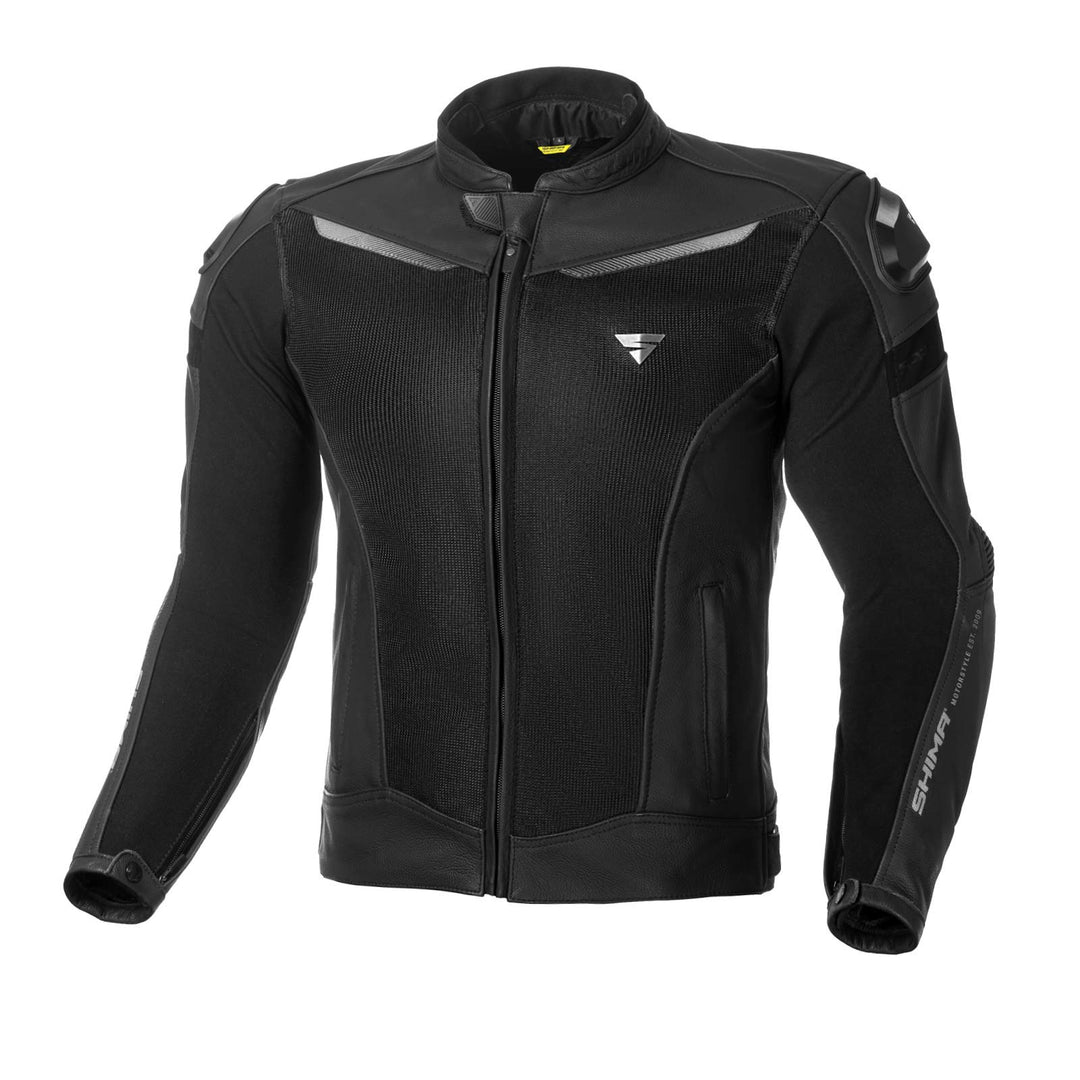 SHIMA PISTON Herren-Motorradjacke - Leder, urbane Jacke mit Netzeinsätzen, Protektoren an Schultern,