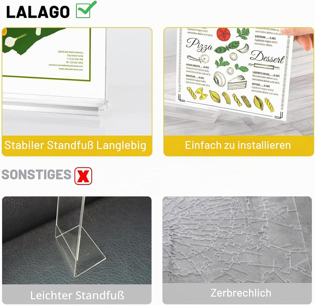 lalago 6 stück Tischaufsteller A5, Acryl Menükartenhalter Postkartenständer, Speisekarte Aufsteller