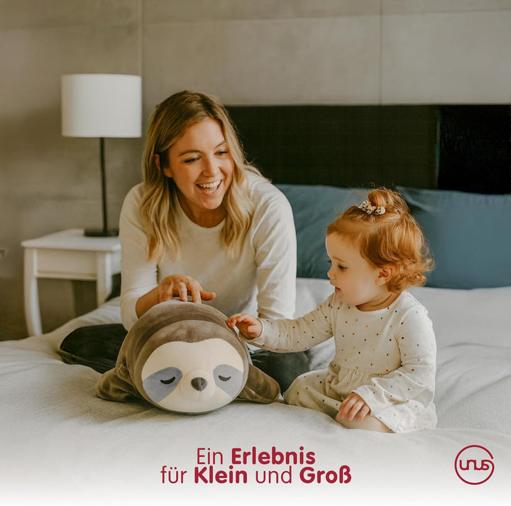 UNUS Faultier Kuscheltier Kissen, 75 cm, Grau, Seitenschläferkissen weich und flauschig, Stillkissen