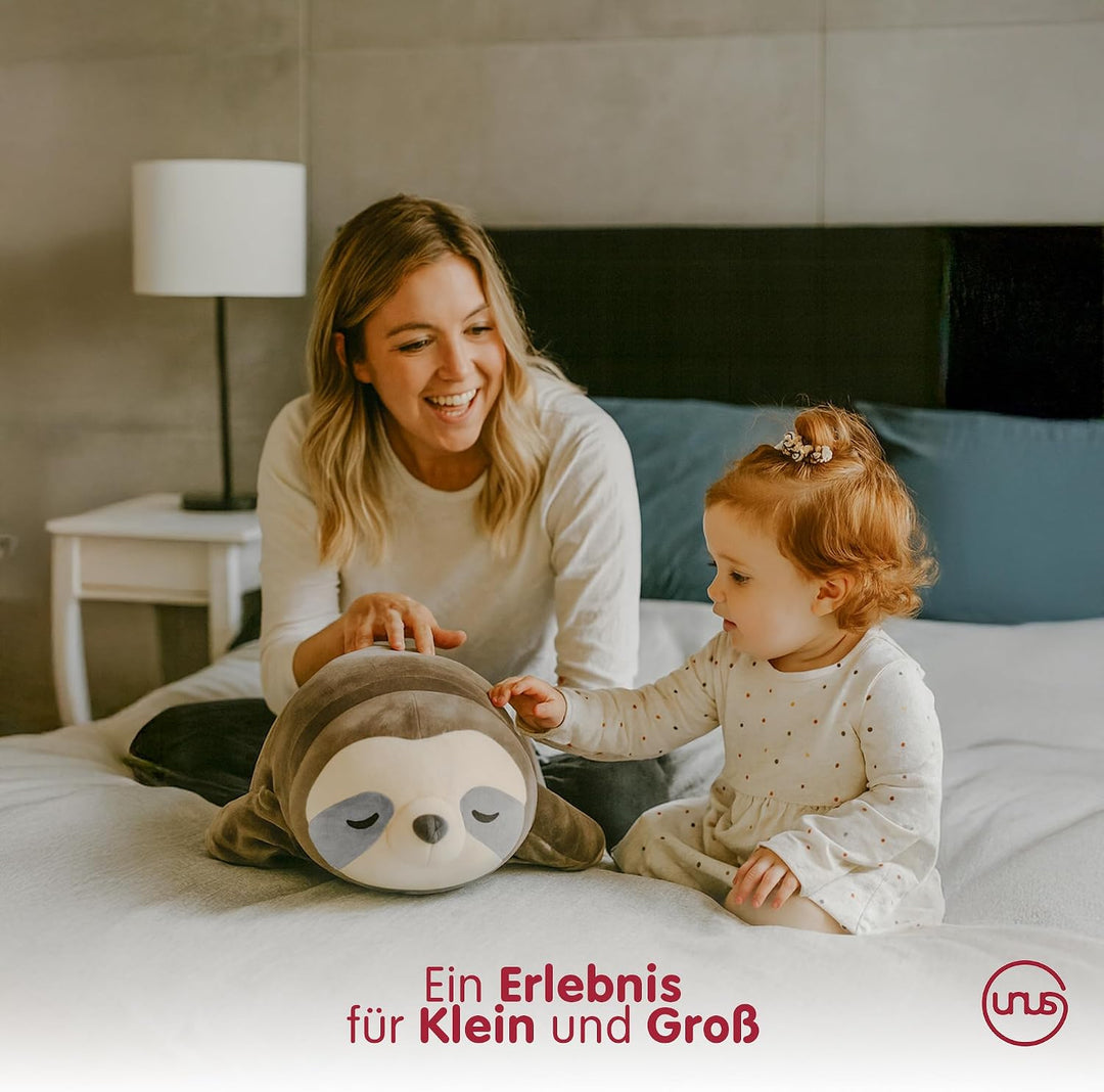 UNUS Faultier Kuscheltier Kissen, 100 cm, Grau, Seitenschläferkissen weich und flauschig, Stillkisse