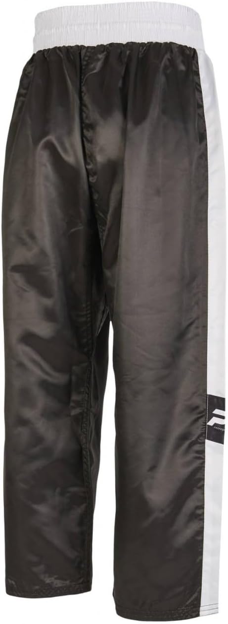 TEKKA BUDO Kickboxhose PX Topfight - schwarz-weiss mit Gummibund - Kickboxing Kampfsport Hose lang -