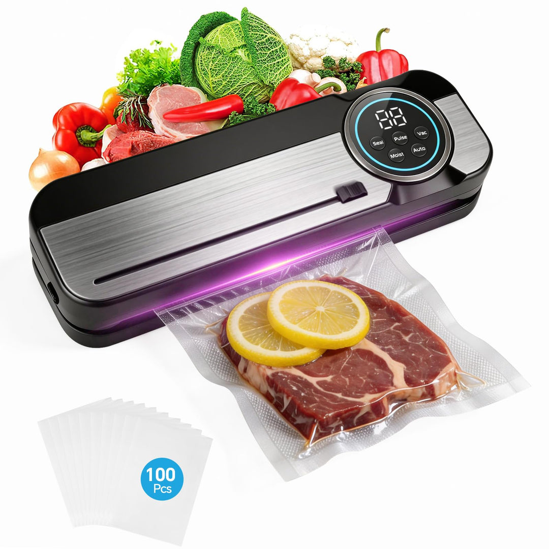Maidlo All-in-1 Vakuumiergerät mit 100 BPA-freien Beuteln - 120W Vollautomatischer Vakuumierer für T