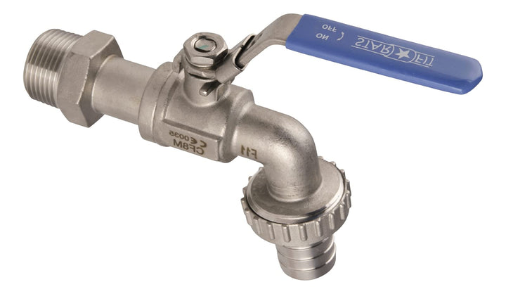 Sanitop-Wingenroth Edelstahl Kugelauslaufventil 3/4 | Wasserhahn Garten | Hebel-Schliess-Sicherung |