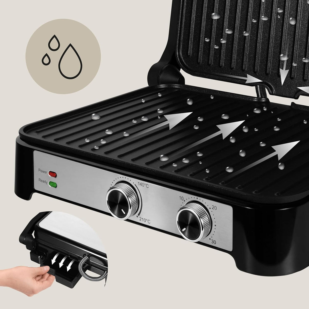 ZEEGMA GRILL CHEF BASE CONTROL 2-in-1 Elektro-Kontaktgrill und Toaster für Paninis, Toast, Steaks, 2