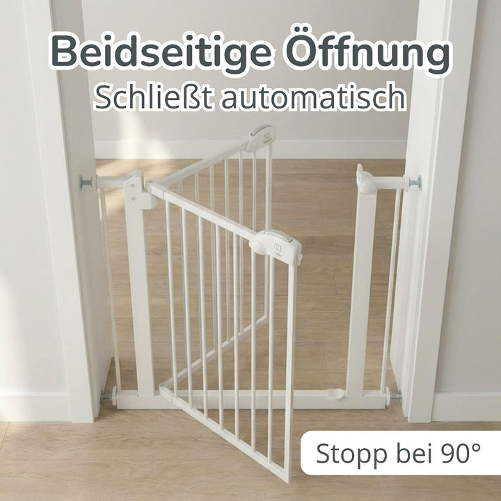 Cleo Treppenschutzgitter ohne Bohren | Kinderschutzgitter Tür &amp; Treppe 131-138 cm | Auto-Close | 3-S