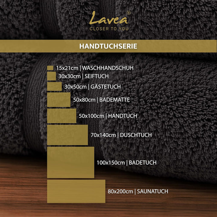 Lavea 2er Set Duschtuch 70x140 cm, Frottierserie Elena - Premium Dusch-Handtuch Set/Badetücher Set -