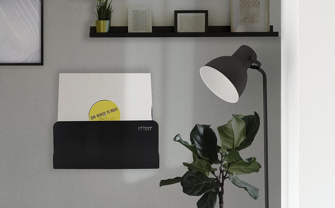 Vinyl Halter | für 50 Vinyls | 100% Stahl Schallplatten Wandhalterung | Schallplattenständer | Schal