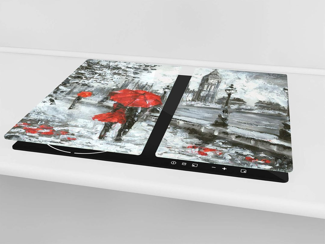 Küchenbrett aus Hartglas und Induktionskochplattenabdeckung – Schneideplatten SINGLE mit 60 x 52 cm