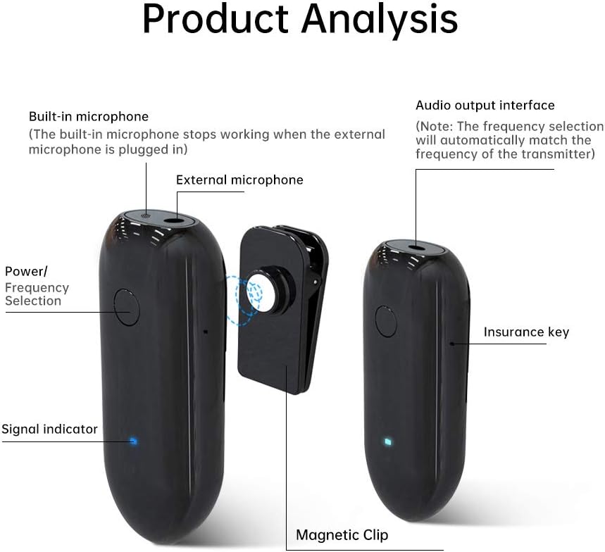 Mini Wireless Lavalier Mikrofon System,LENSGO LWM-318C 20-Kanal UHF Professional Omnidirektionales K