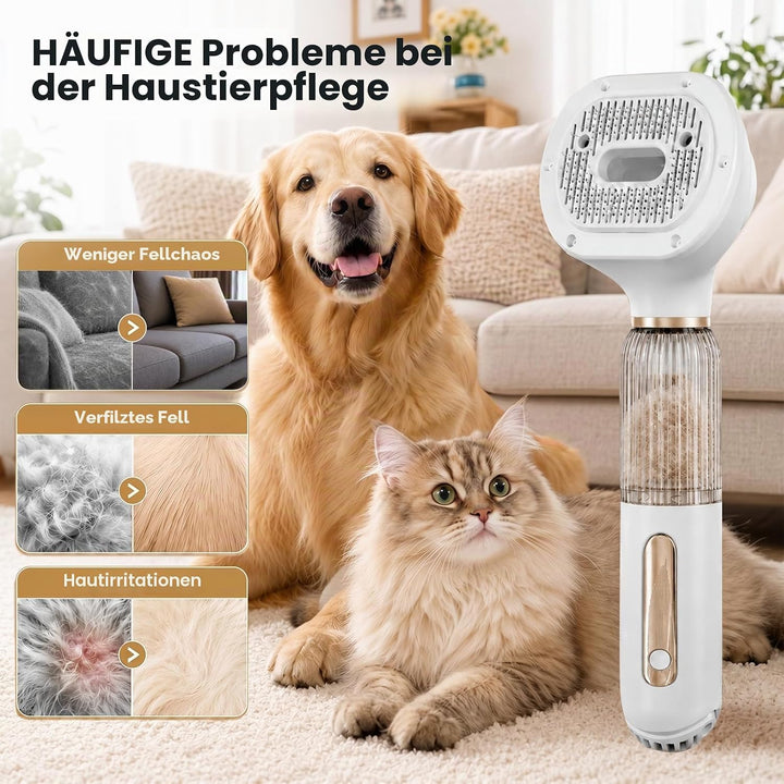 Handheld Hundestaubsauger mit Bürste - Kabelloser Hundeschermaschine，Saugleistung bis zu 10KPA, mit
