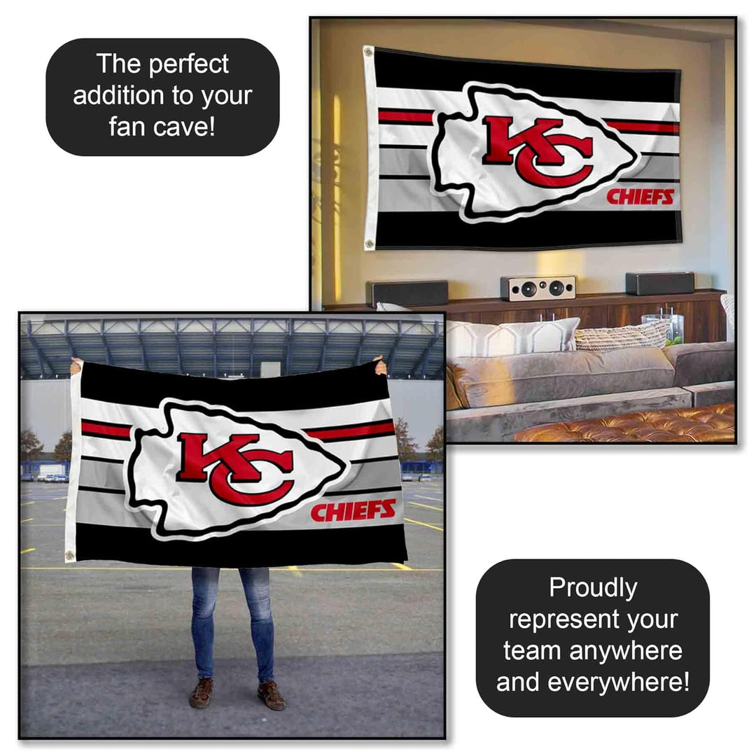 Kansas City Chiefs Retro Stripes Grosse Flagge 7,6 x 12,7 cm