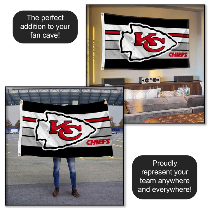 Kansas City Chiefs Retro Stripes Grosse Flagge 7,6 x 12,7 cm