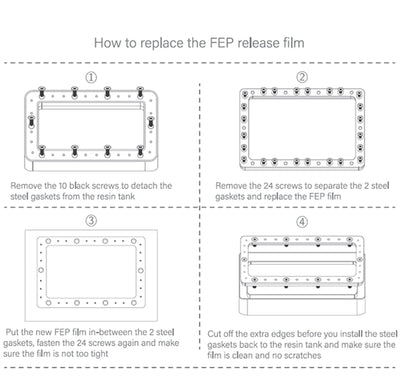 KOYOFEI 6 PCS FEP Film 3D Drucker Zubehör Ersatzteile, FEP Folie for Mars Pro, Mars 2, Mars 2 Pro, M