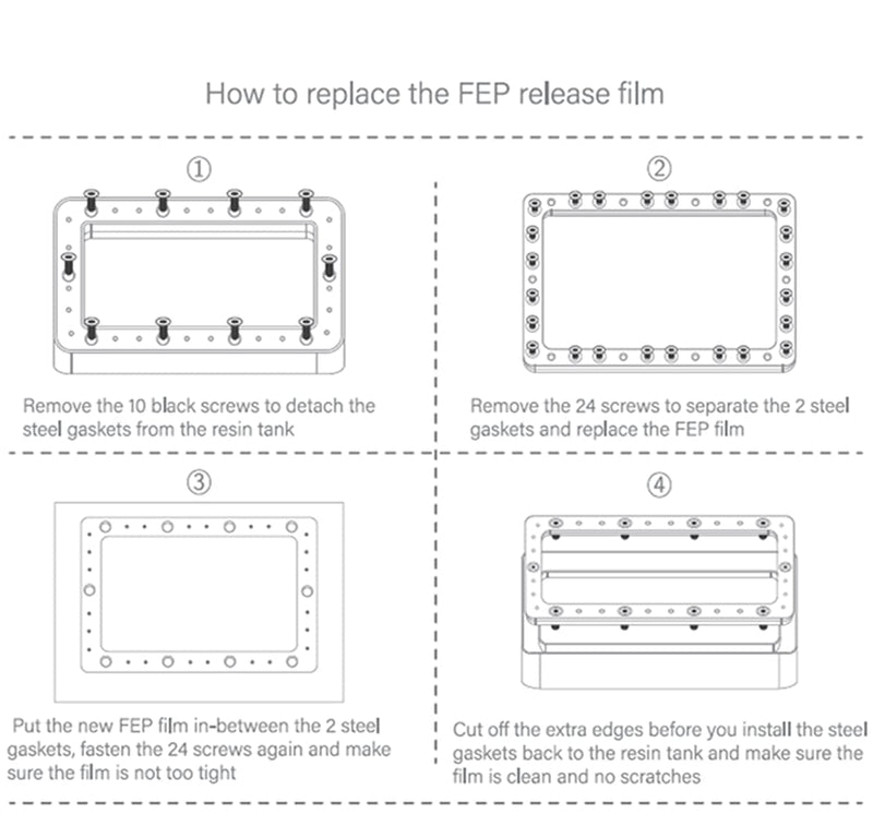 KOYOFEI 6 PCS FEP Film 3D Drucker Zubehör Ersatzteile, FEP Folie for Mars Pro, Mars 2, Mars 2 Pro, M