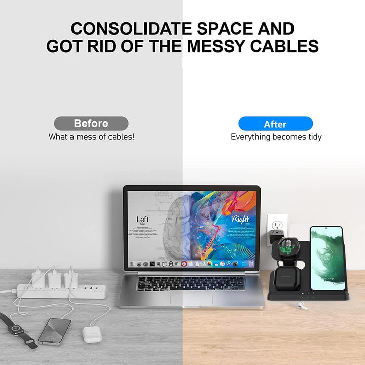 3 in 1 Induktive Ladestation für Samsung, Wireless Charger Kabelloses Ladegerät for Galaxy S25/S24/S
