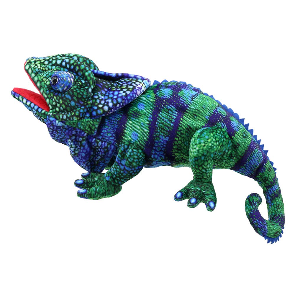 Grosse Kreaturen – Chamäleon-Handpuppe (blau-grün)
