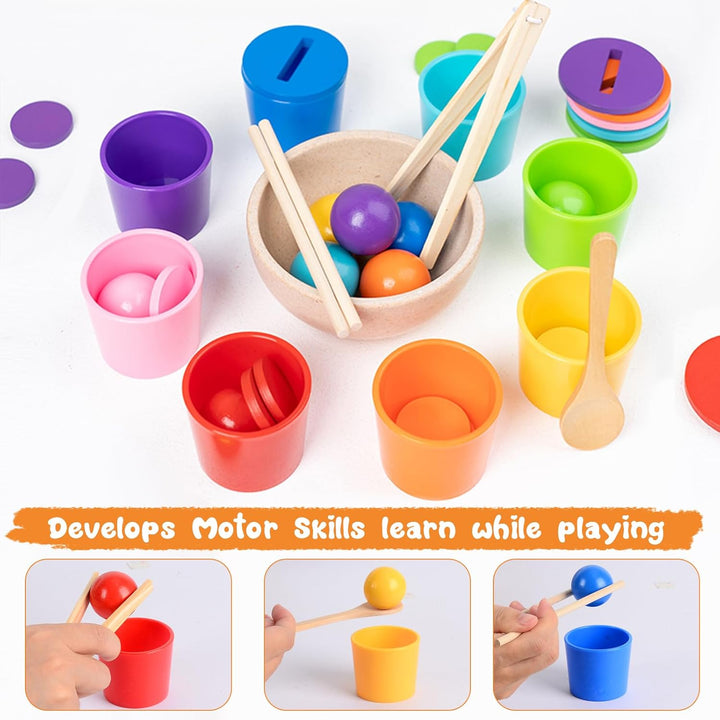 Montessori Spielzeug ab 1 2 3 Jahre, Baby Motorikspielzeug Holz Farben Sortierspiel Stapelspiel, Sen