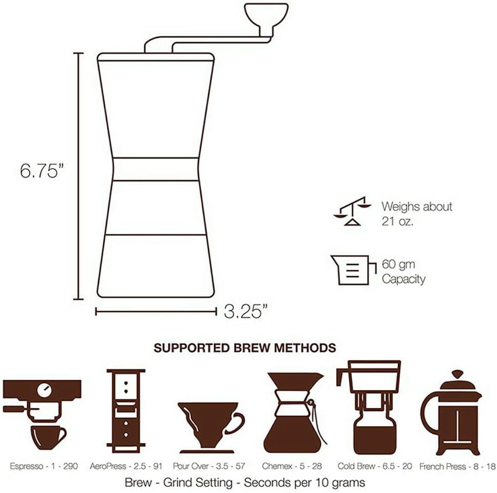 Edelstahl Kaffee MüHle Konischer Kaffeemühle mit Mahlgradeinstellung Manuelle Kaffeemühle 15×8,5×21,